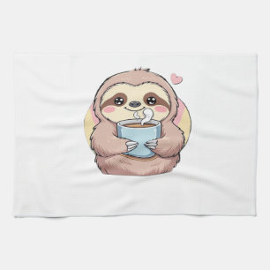Cute Sloth Coffee Lover Shirt � Funny Fueled by Co Kitchen Towel