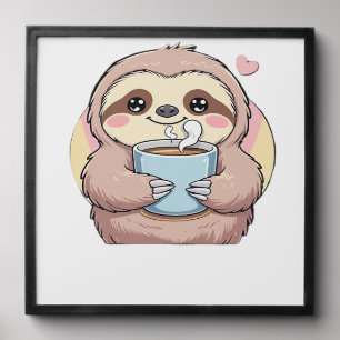 Cute Sloth Coffee Lover Shirt � Funny Fueled by Co Peel And Stick Photo Tile
