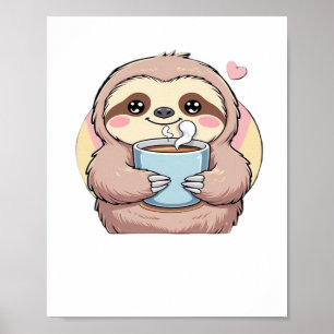 Cute Sloth Coffee Lover Shirt – Funny Fueled by Co Poster