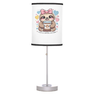 Cute Sloth Coffee Lover Shirt – Funny Fueled by Co Table Lamp