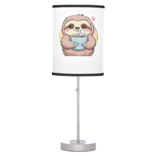 Cute Sloth Coffee Lover Shirt – Funny Fueled by Co Table Lamp