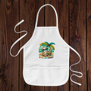 Cute Sloth Cool Like Daddy under Palm Tree Kids' Apron