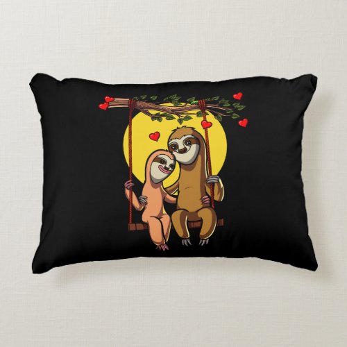 Cute Sloth Couple Valentines Day Animal Accent Pillow