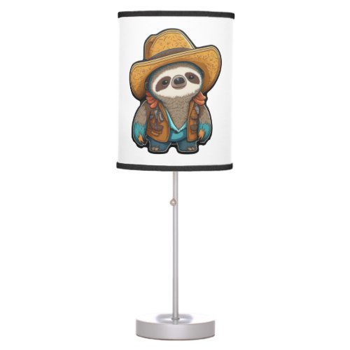 Cute Sloth Cowboy  Table Lamp