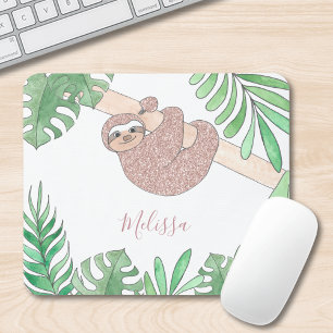 Cute Sloth Custom Name Mouse Pad