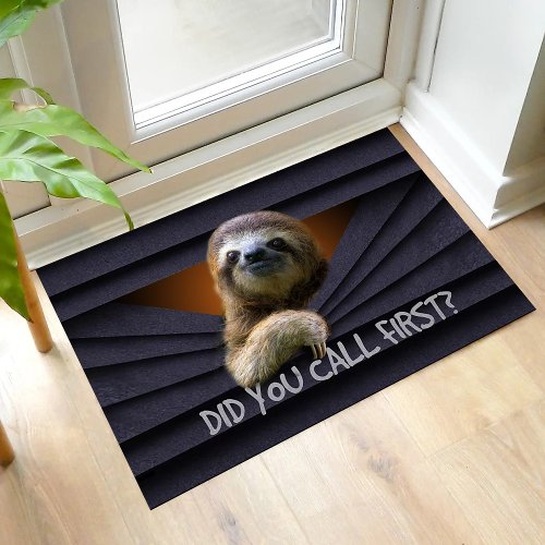 Cute Sloth Did You Call First Metal Curtain Funny Doormat