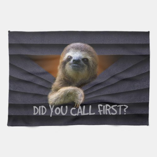 Cute Sloth Did You Call First Metal Curtain Funny Kitchen Towel