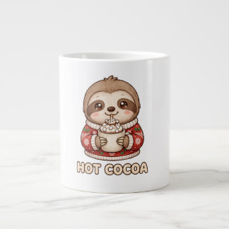 Cute Sloth Drinking Hot Cocoa Christmas Sweater Giant Coffee Mug