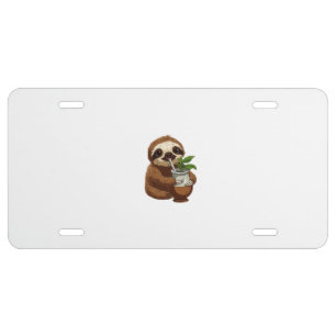 Cute Sloth Drinking Yerba Mate � Adorable Kawaii A License Plate