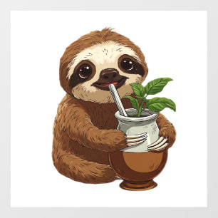 Cute Sloth Drinking Yerba Mate � Adorable Kawaii A Wall Decal