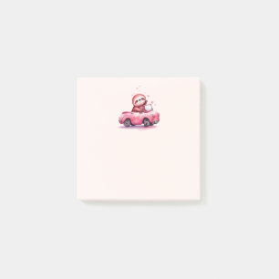 Cute Sloth Driving a Pink Convertible Post-it Notes
