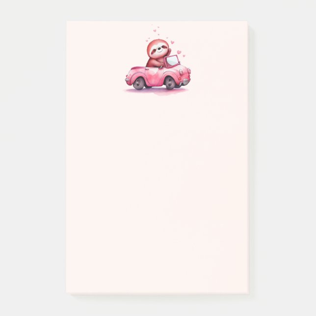 Cute Sloth Driving a Pink Convertible Post-it Notes (Front)
