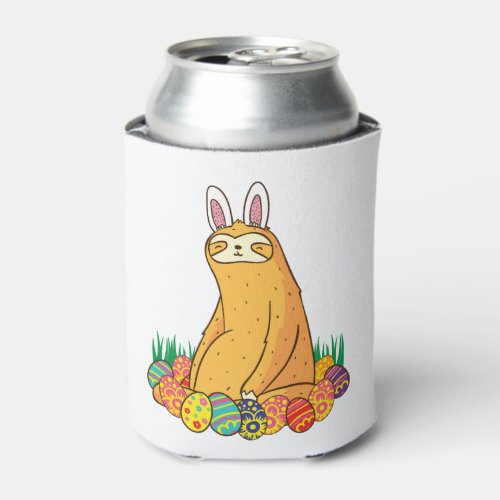 Cute Sloth Easter Funny Bunny Gift Can Cooler