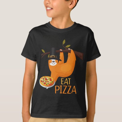 Cute Sloth Eat Pizza Adult Vegan Kids Funny Thanks T_Shirt