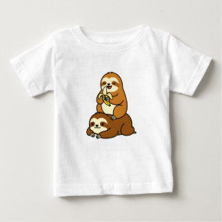 Cute Sloth Eating Banana on Lazy Sloth Funny Carto Baby T-Shirt