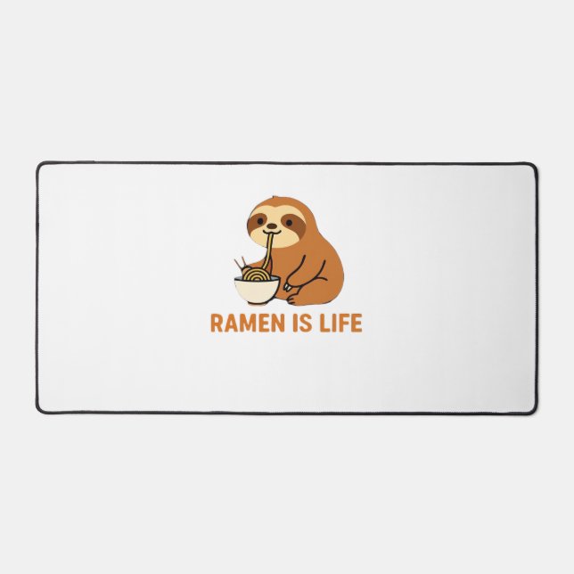 Cute Sloth Eating Ramen � Funny Noodle Lover Desig Desk Mat (Front)