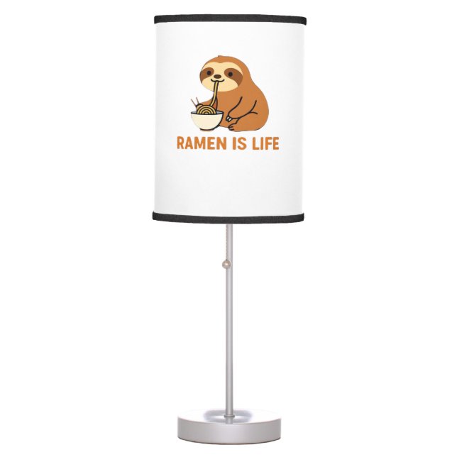 Cute Sloth Eating Ramen � Funny Noodle Lover Desig Table Lamp (Front)