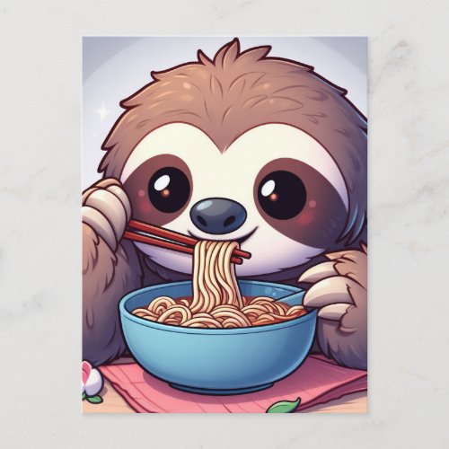Cute Sloth Eating Ramen Postcard