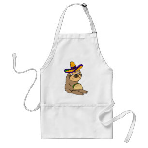 Cute Sloth Eating Taco Original Art Adult Apron