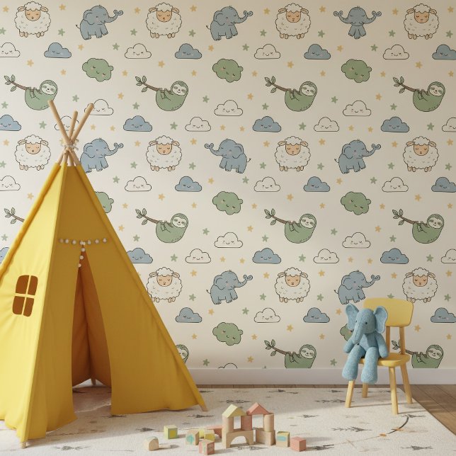 Cute Sloth Elephant Sheep Pattern ID1233 Wallpaper (Creator Uploaded)
