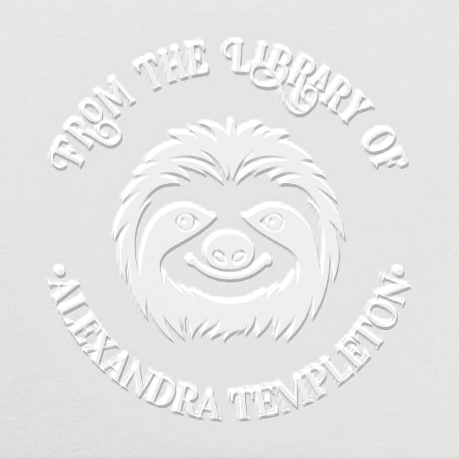Cute Sloth Face Library Book Name Embosser (Design)