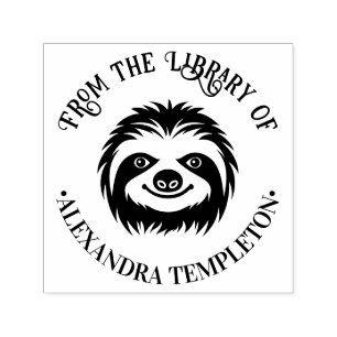 Cute Sloth Face Library Book Name Self-inking Stamp
