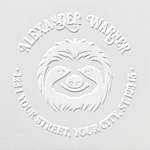 Cute Sloth Face Name Return Address Embosser