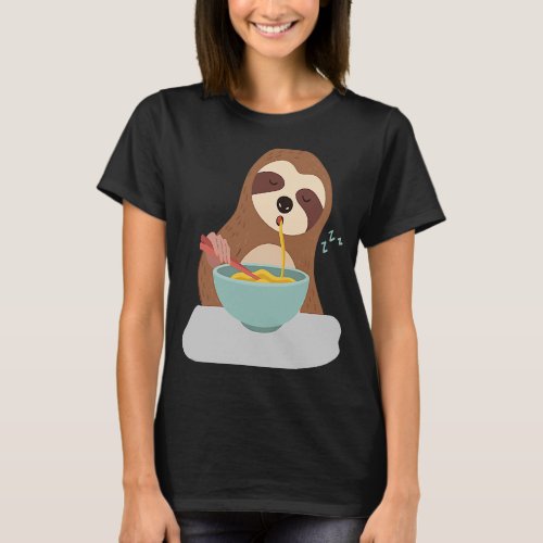 Cute Sloth Falls Asleep Eating Lazy Tired Monday T_Shirt