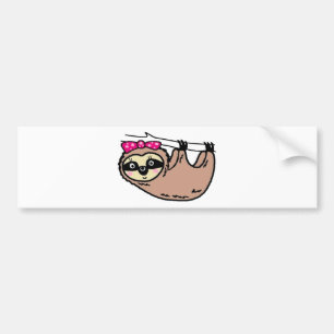 Cute sloth female bumper sticker