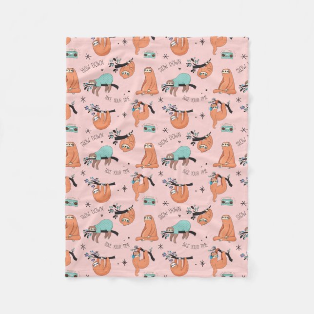 Cute Sloth Fleece Blanket (Front)