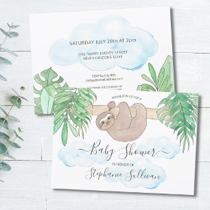 Cute Sloth Gender Neutral Baby Shower Invitation