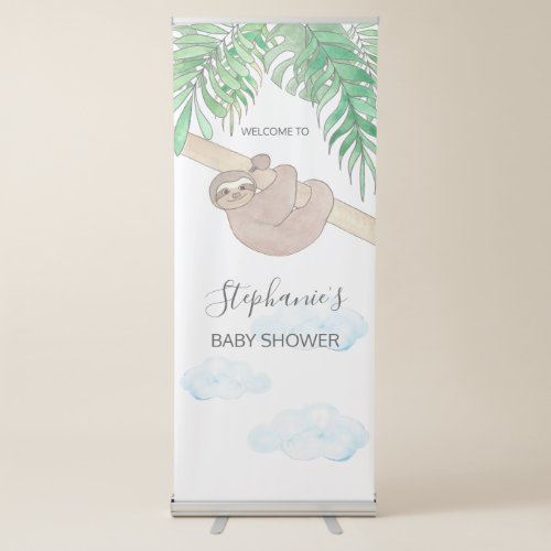 Cute Sloth Gender Neutral Baby Shower Retractable Banner