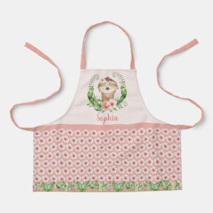 Cute sloth girls name apron