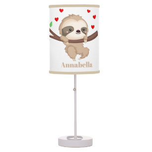 Cute sloth girls room decor table lamp