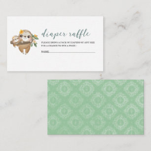 Cute Sloth Greenery  Watercolor baby shower diape Enclosure Card