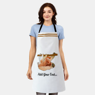 Cute Sloth Hanging In   Add your Photo and Text  Apron