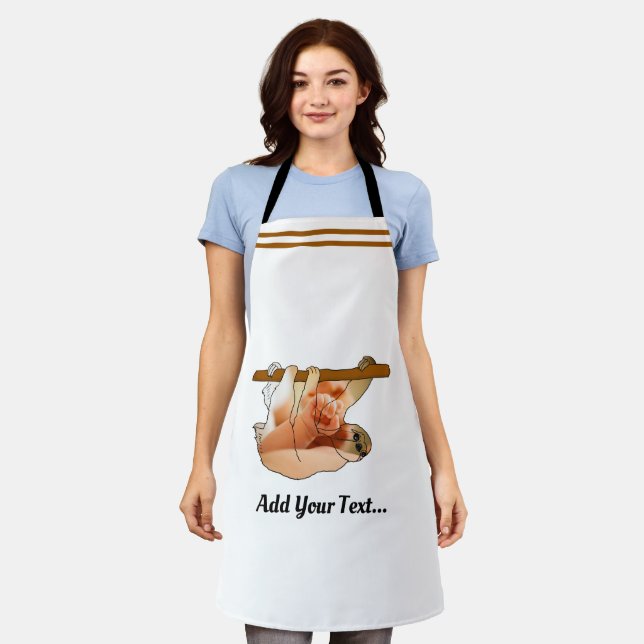 Cute Sloth Hanging In | Add your Photo and Text  Apron (Worn)