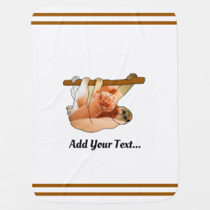 Cute Sloth Hanging In Add your Photo and Text Baby Blanket
