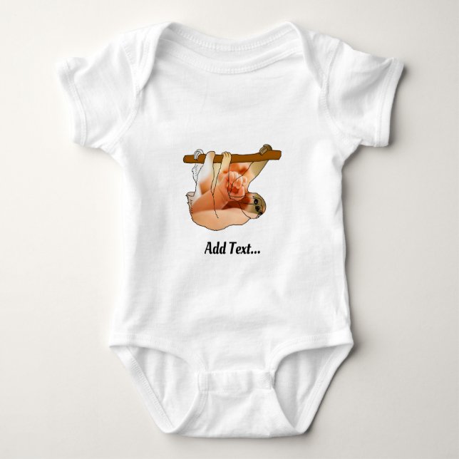 Cute Sloth Hanging In | Add your Photo and Text  Baby Bodysuit (Front)