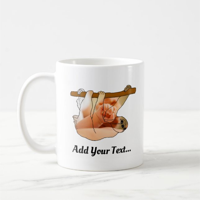 Cute Sloth Hanging In | Add your Photo and Text Coffee Mug (Left)
