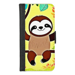 Cute Sloth Hanging on a Tree Branch iPhone 8/7 Wallet Case