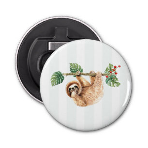 Cute Sloth Hanging Upside Down Watercolor Bottle Opener
