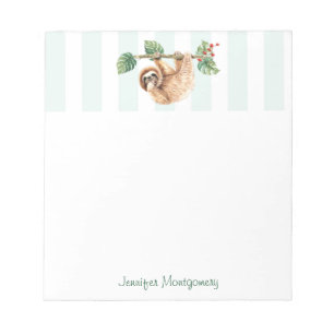 Cute Sloth Hanging Upside Down Watercolor Notepad