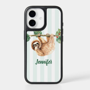 Cute Sloth Hanging Upside Down Watercolor iPhone 17 Case