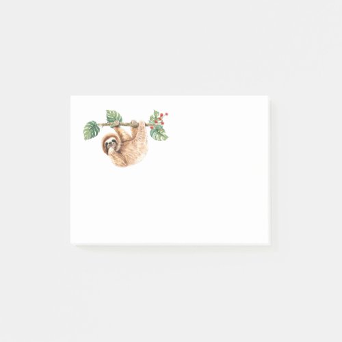 Cute Sloth Hanging Upside Down Watercolor Post_it Notes