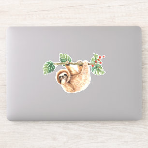 Cute Sloth Hanging Upside Down Watercolor Sticker