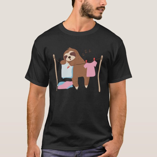 Cute Sloth Hangs Out Washing Tired Lazy Pullover H (Front)
