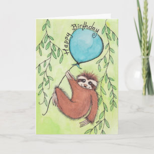 Cute Sloth Happy Birthday Card