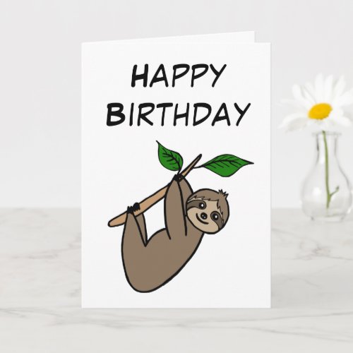 Cute Sloth Happy Birthday Relax Card