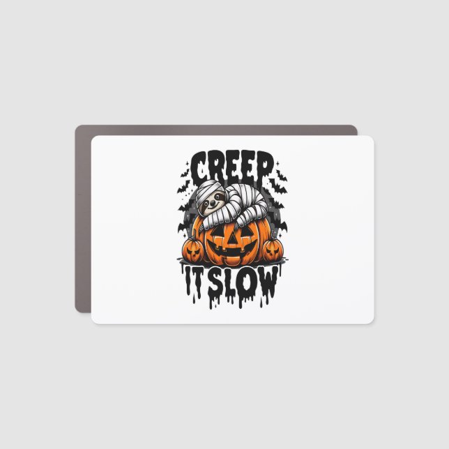 Cute Sloth Happy Halloween Car Magnet (Front)